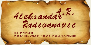 Aleksandar Radivanović vizit kartica